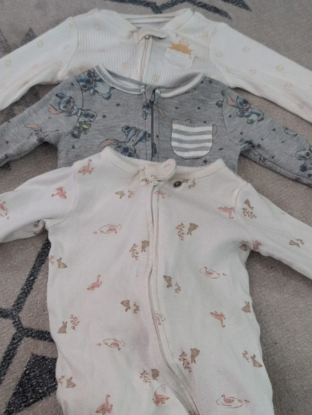 Lot 8 Baby Sleepers Size 0-3 & 3 Months. Carter's, Disney, Gerber, Old Navy